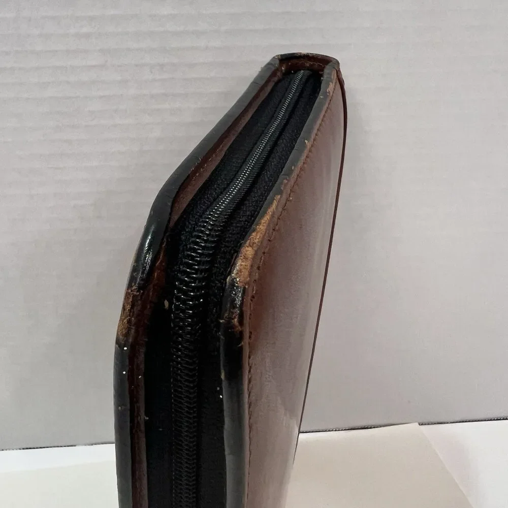 Scully Medium Planner/Address Book Brown Leather Zippered 9.5” X 6” 2010